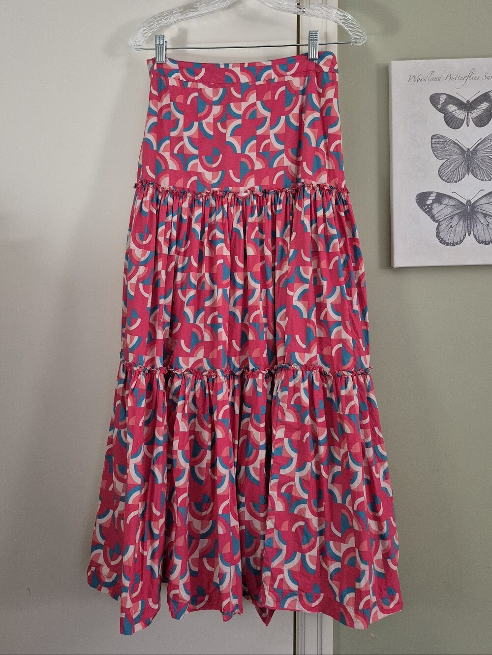 EUC Sundance Tiered Maxi Skirt, Cotton, Lined, Size Zip, Part Elasticed Waist, S